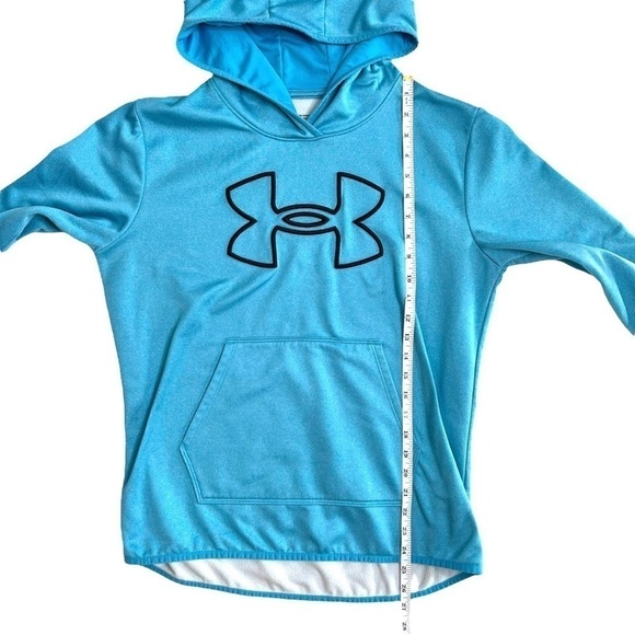 Under Armour Big Logo Blue Pullover Fleece Hoodie Hooded Sweatshirt Size Medium - Picture 12 of 14